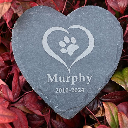 Custom Engraved Pet Memorial Garden Stone 6Inch, Pet Loss Gift, Dog Memorial, Heart Shape Dog Headstone, Dog Memorial Gift for Loss of Dog