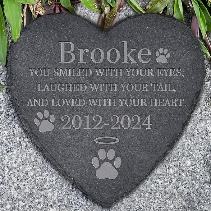 Pet Memorial Gifts, Pet Memorial Stone, Dog Memorial Stone, Dog Memorial Gifts for Loss of Dog, Cat Memorial Gifts, Pet Loss Gifts, Loss of Dog Sympathy Gift, In Memory of Pet - Loved With Your Heart
