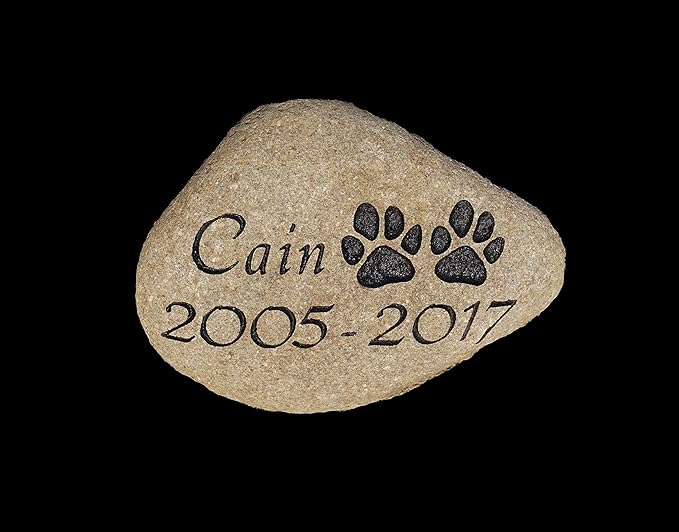 Upstate Stone Works Personalized Dog Pet Memorial River Stone | Custom Engraved Natural Stone | Outdoor Garden or Grave Marker | 8–10” Natural River Rock