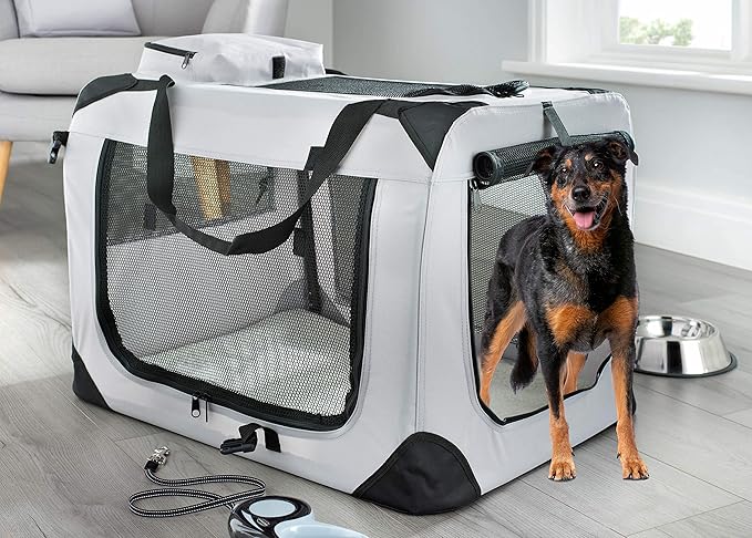 MOOL Lightweight Fabric Pet Carrier for Cats, Dogs and More with Fleece Mat and Food Bag, Grey