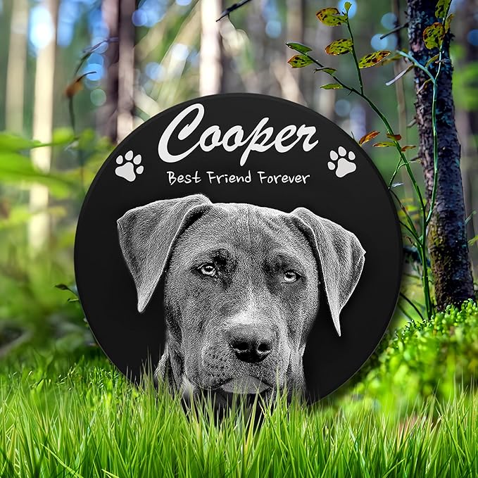 ADFSTONE Pet Memorial Stones Personalized Dog Remembrance Gifts, Customized Cat Picture Grieving Plaque, DIY Gravestone, Custom Sympathy Photo Gift, Animal Grave Markers