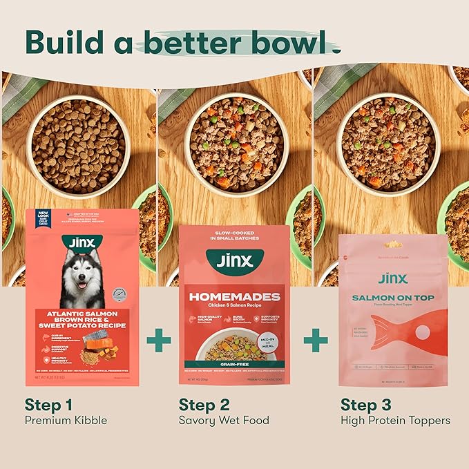 Jinx Premium Dry Dog Food, for All Life-Stages - Real Salmon, Brown Rice & Sweet Potato Kibble with Superfoods for Immune Support & Probiotics for Digestive Support - No Fillers – 4lb (Pack of 2)