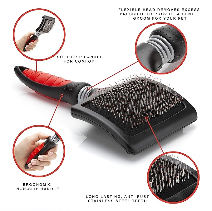 Mikki Dog, Cat, Puppy, Kitten Grooming Soft Pin Slicker Brush -For Knot, Tangle -Lrg-XLrg Pet-XLarge
