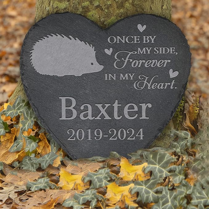 Personalized Pet Memorial, Hedgehog Memorial Stone, Hedgehog Tombstone, Hedgehog Grave Marker, Hedgehog Memorial Gifts, Hedgehog Loss - Heart-Shaped