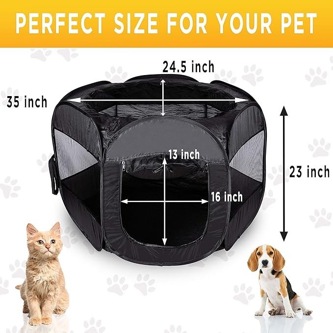 Zento Deals Portable pet playpen – Foldable Collapsible Lightweight Puppy Tent - Indoor or Outdoor Dog Tent, Animal Kennel, Pet Exercise – (23”Width x 24”Length x 23”Height)