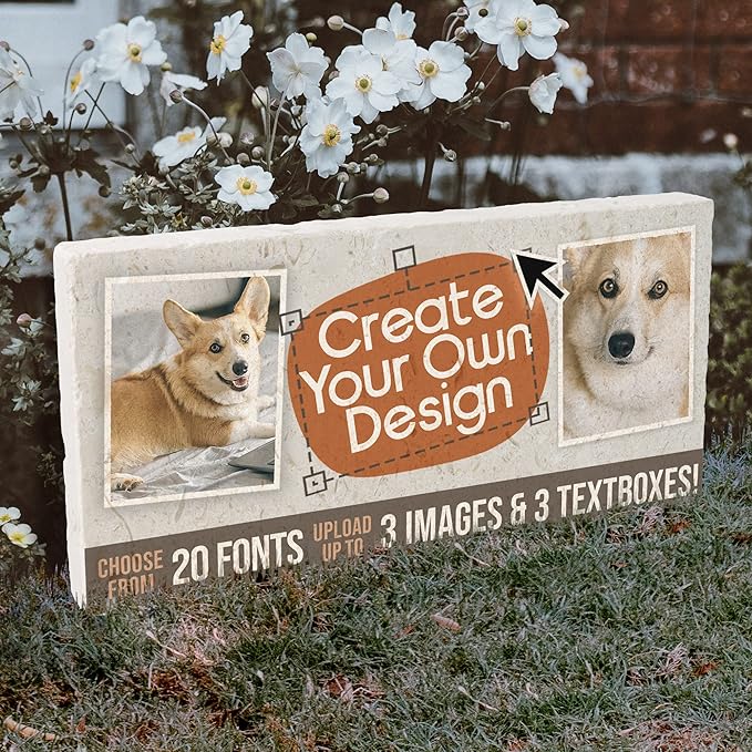 Personalized Pet Memorial Stones, 6x12 Create Your Own Pet Grave Markers as Keepsake or Pet Remembrance, Pet Loss Gifts for Bereaved Pet Owners, DIY Personalized Pet Memorial Limestone (A. Design 1)