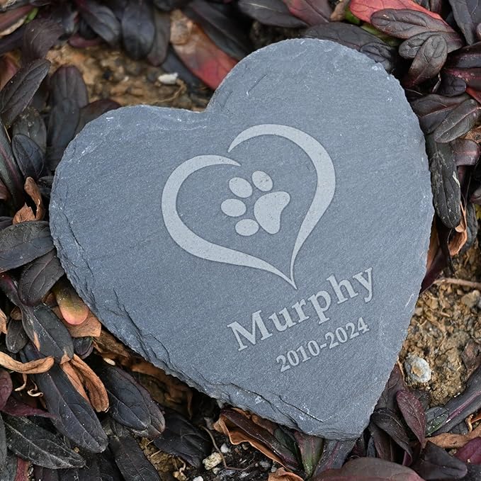 Custom Engraved Pet Memorial Garden Stone 6Inch, Pet Loss Gift, Dog Memorial, Heart Shape Dog Headstone, Dog Memorial Gift for Loss of Dog
