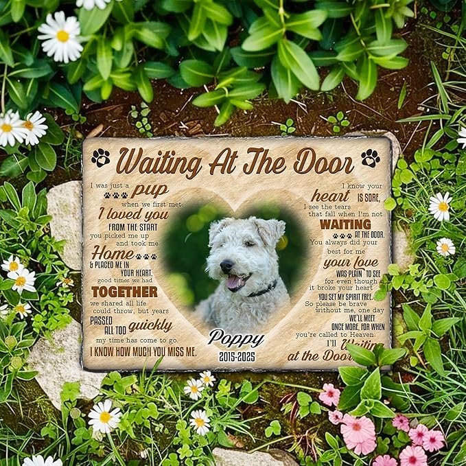 Pet Memorial Stone for Dogs | Personalized Rainbow Bridge Dog Memorial Stone for Remembrance Dog Passing Away Sympathy Gifts | Custom Garden Marker for Pet Lover