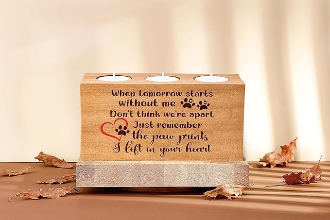 Dog Memorial Gifts for Loss of Dog, Pet Memorial Gifts for Dogs, Loss of Dog Sympathy Gift, Pet Loss Gifts, Dog Bereavement Gifts, Dog Cat Passing Away Gifts, Candle Holder 3 Votive Tea(When Tomorrow)