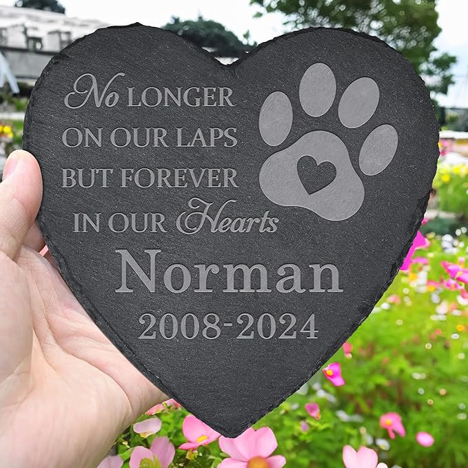 Pet Memorial Gifts, Pet Memorial Stone, Dog Memorial Gifts for Loss of Dog, Pet Remembrance Gift, In Memory of Dog Cat, Loss of Pet Sympathy Gift, Pet Loss Gifts - In Our Hearts Forever(Heart-shaped)