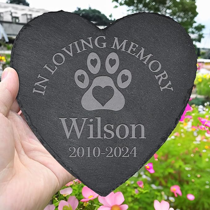 Pet Memorial Gifts, Pet Memorial Stone, Dog Memorial Gifts for Loss of Dog, Pet Remembrance Gift, In Memory of Dog Cat, Loss of Pet Sympathy Gift, Pet Loss Gifts - In Loving Memory(Heart-shaped)