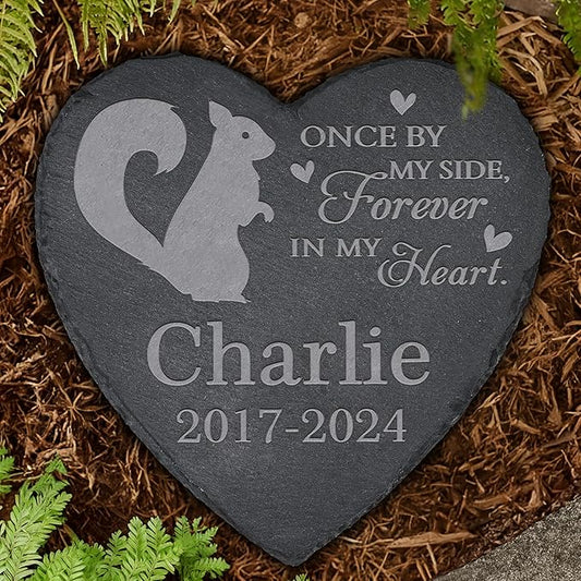 Personalized Pet Memorial, Squirrel Memorial Stone, Squirrel Tombstone, Squirrel Grave Marker, Squirrel Memorial Gifts, Squirrel Loss - Heart-Shaped