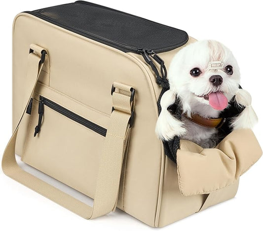 Upgraded Dog Purse Carrier for Small Dogs up to 15lbs, Versatile Pet Bag with a Big Pocket, Breathable Mesh & Comfortable Strap, Lightweight Purse Carrier for Regular Outings, Travel, and Vet Visits