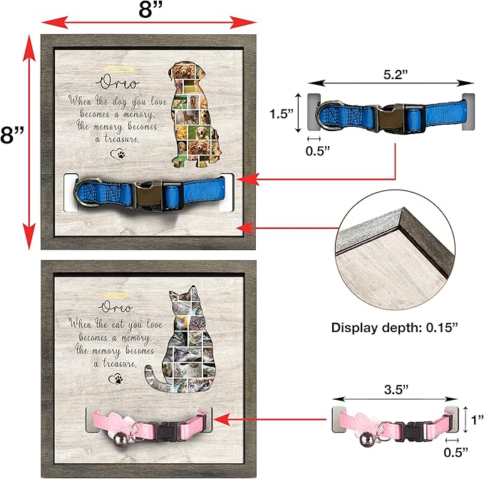 Personalized Dog Collars Pet Loss Gifts Dog Pet Sympathy Gifts Personalized Dogs Grieving Picture Frame Pet Remembrance Photo Frame For Cats or Dogs That Passed Bereavement Gifts Idea Tabletop