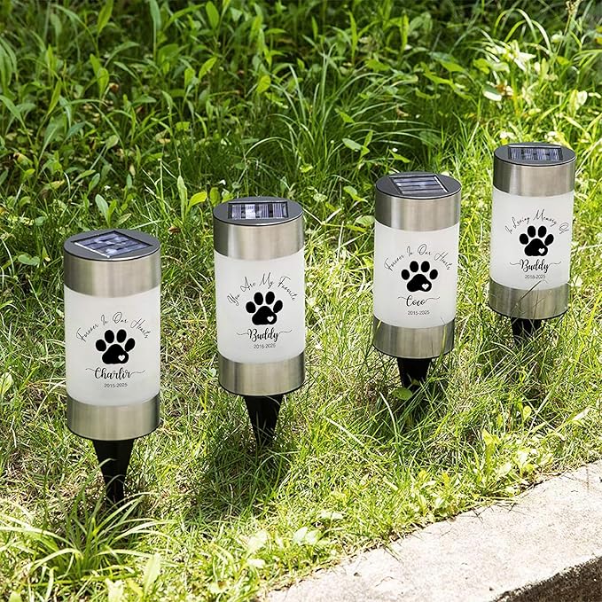 CALLIE Dog Memorial Gifts Personalized Garden Pawprint Solar Light - Custom Name Text and Year Garden Decoration Pet Loss Sympathy Gift