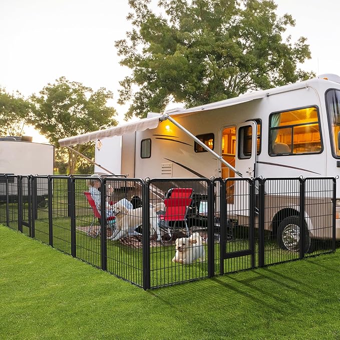 Yaheetech Dog Playpen Outdoor, 40 Inch 12 Panels Heavy Duty Puppy Exercise Pen Metal Pet Fence for RV Camping/Yard/Garden