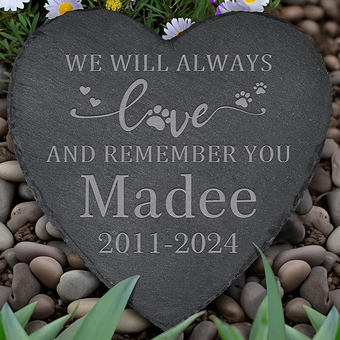 Pet Memorial Gifts, Pet Memorial Stone, Dog Memorial Gifts for Loss of Dog, Pet Remembrance Gift, In Memory of Dog Cat, Loss of Pet Sympathy Gift, Pet Loss Gifts - Always Love & Remember(Heart-shaped)