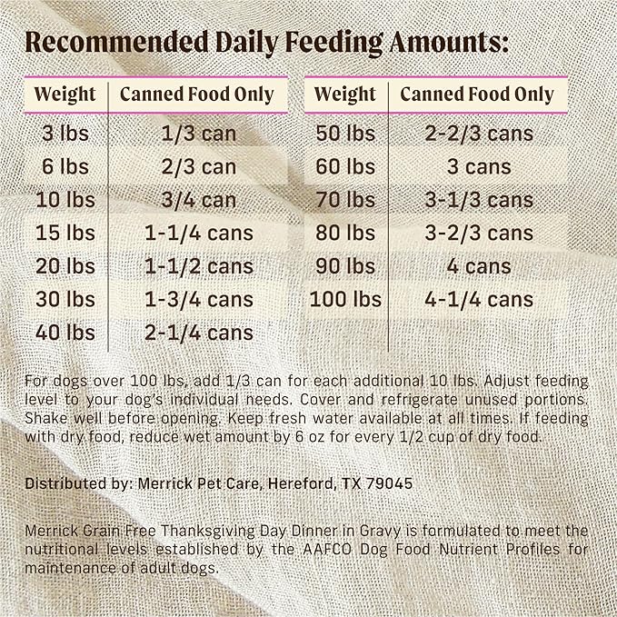 Merrick Grain Free Wet Dog Food, Premium Gluten Free Canned Adult Dog Food, Thanksgiving Day Dinner - (Pack of 12) 12.7 oz. Cans