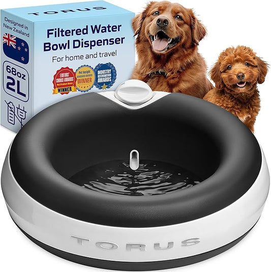 Premium Filtered Portable Dog Autofill Pet Water Dispenser [Upgraded 2026], 2L / 68oz, Noise-Free No Spill Water Bowl for Dogs, No Power Needed, Ideal for Medium & Large Pets