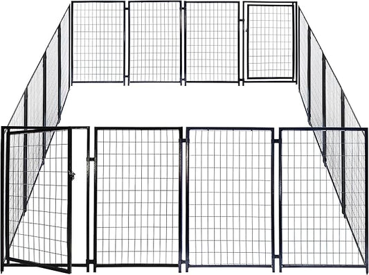 Luna Expandable Outdoor Dog Kennel 10x10x4 ft | Large Heavy-Duty Galvanized Steel Pet Pen with Gate | Powder-Coated Frame | Rust-Resistant Panels | Secure Latch