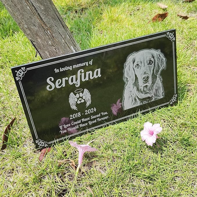 Pet Memorial Stones Personalized, Memorial Plaque for Pet,Dog,Cat, Grave Marker for Cemetery, Dog Memorial Stone, Cat Tombstone Outdoor, Memorial Gifts for Loved One