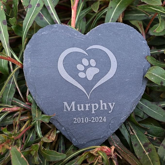 Custom Engraved Pet Memorial Garden Stone 6Inch, Pet Loss Gift, Dog Memorial, Heart Shape Dog Headstone, Dog Memorial Gift for Loss of Dog