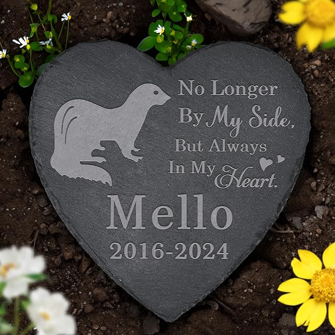 Ferret Memorial Stone Ferret Headstone - Memorial for Ferret - Loss of Ferret - Ferret Keepsake - Pet Remembrance Ferret - in Memory of Ferret (Heart-Shaped)