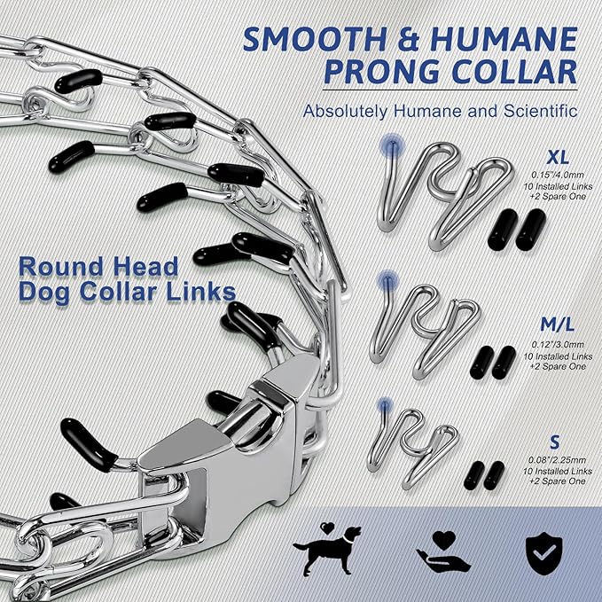Pinch Collar for Dogs, Prong Training Collar with Quick Release Buckle for Dog Pulling Behavior Correction, Adjustable Pinch Leashes (M/L / 18-23" Neck Size)