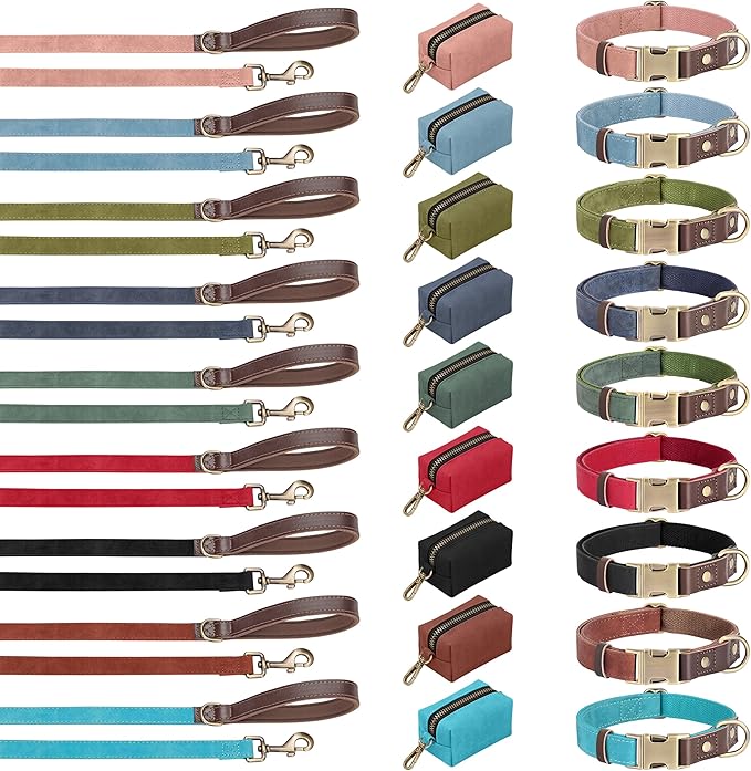 Didog Soft PU Leather Dog Collars for Medium Dogs,Classic Adjustable Dog Collars with Quick Release Metal Buckle,Easy Clean and Comfortable with Nylon Lining,Green,M Neck 14-19"