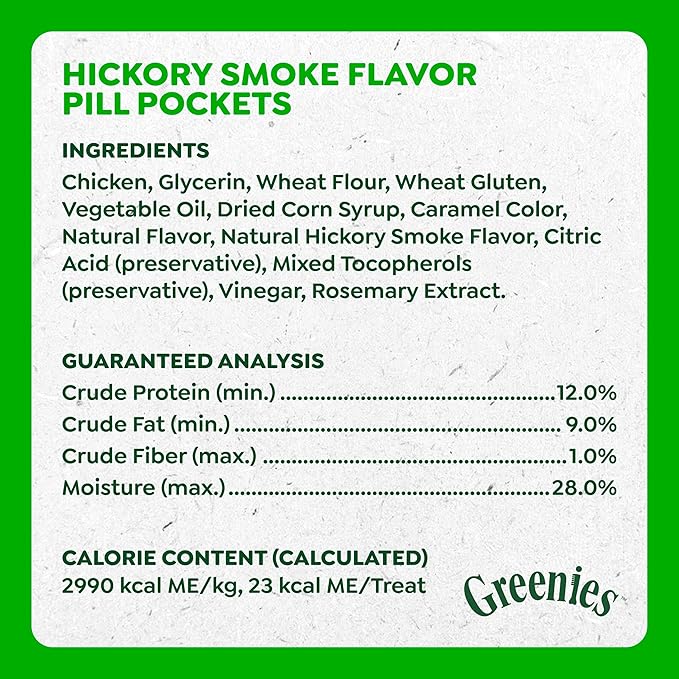Greenies Pill Pockets for Dogs Large Size, Dog Treat Pouch for Capsule Medication, Hickory Smoke Flavor, 7.9 oz. Pouch