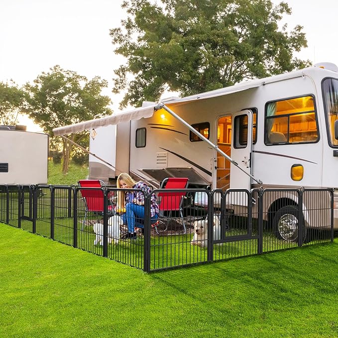 Yaheetech Dog Playpen Outdoor, 24 inch 6 Panels Dog Pen Indoor Heavy Duty Puppy Exercise Pen Metal Pet Fence for RV Camping/Yard/Garden