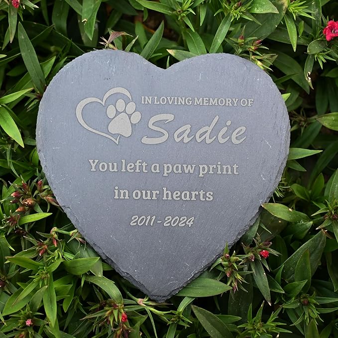 Personalized Loss of Dog Gift, Dog Cat Memorial Stone 4", in Loving Memory Pet Memorial Garden Stone,Custom Heart Shape Headstone Sympathy Gift