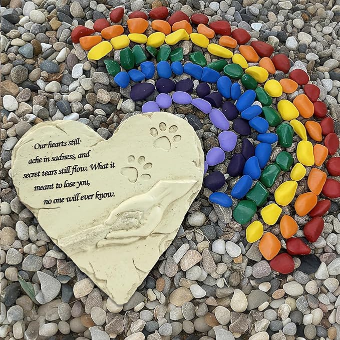 Pet Memorial Stone, Loss of Dog Sympathy Gift, Cat & Dog Passing Away Gift, Pet Loss Sympathy Gifts, Garden Stone for Pet Remembrance, Grave Marker Headstones for Dogs Cats(Yellow)