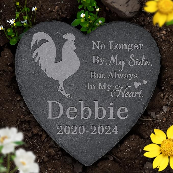 Chicken Memorial Stone Chicken Headstone - Memorial for Chicken - Loss of Chicken - Chicken Keepsake - Pet Remembrance Chicken - in Memory of Chicken (Heart-Shaped)