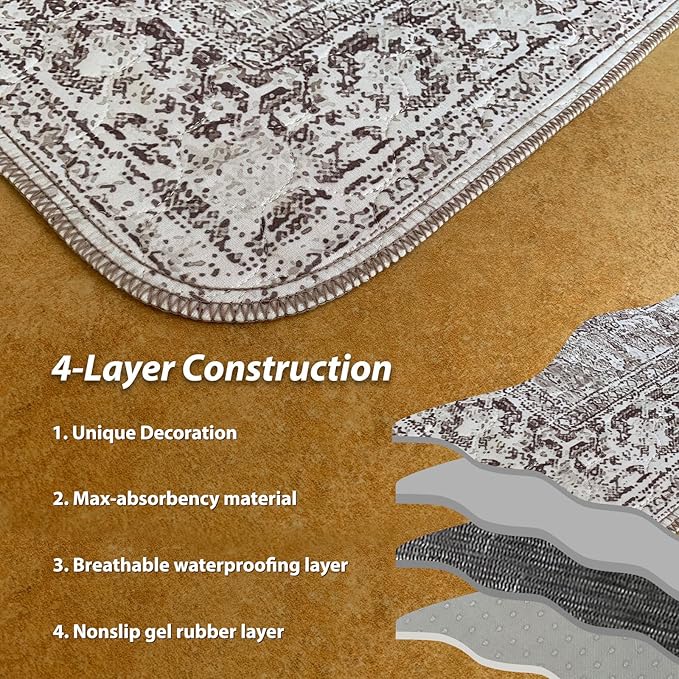 nunubaby Washable Pee Pads for Dogs, Stylish, Non-Slip and Leak-Proof Pee Pads. Reusable Potty Pads for Dogs for Crates and Floors.(Brown/Geo, 72" x72" )