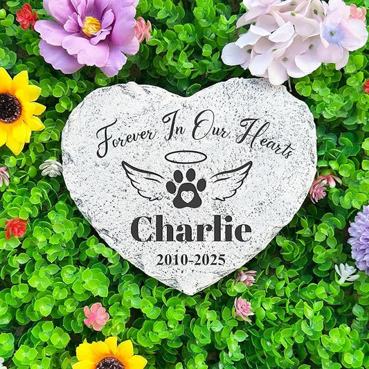 Personalized Dog Memorial Stone, Loss Gifts for Pet, Garden Stone, Pet Loss Gifts Cat Memorial Gifts, Cemetery Decorations, Grave Stone (Forever in Our Hearts)