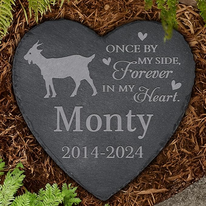 Personalized Pet Memorial, Goat Memorial Stone, Goat Tombstone, Goat Grave Marker, Goat Memorial Gifts, Goat Loss - Heart-Shaped