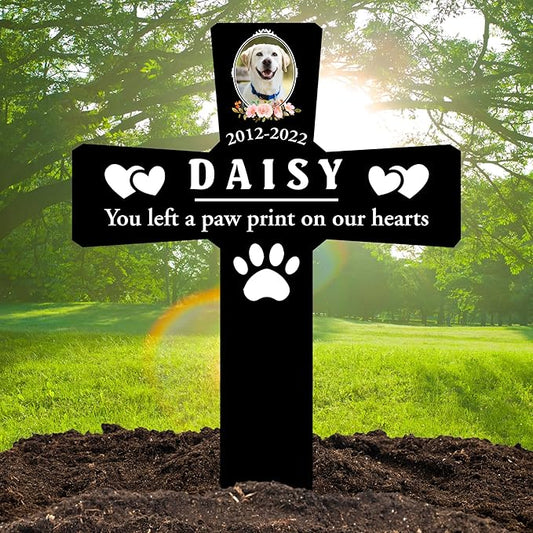 Custom Pet Grave Markers Dog | Custom Pet Headstones for Dogs | Best Remembrance Gifts for Your Four-Legged Companions | Personalized Grave Marker for Furry Friends with Wreath Photo Album