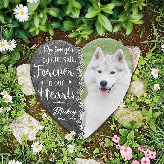 Dog Remembrance Gift Personalized Memorial Stone for Loss of Cat | Pet Memorial Plaques for Outdoors in Memory Dog Memorials | Best Condolence Gifts for Loss of Pet Cemetery Sign with Photo