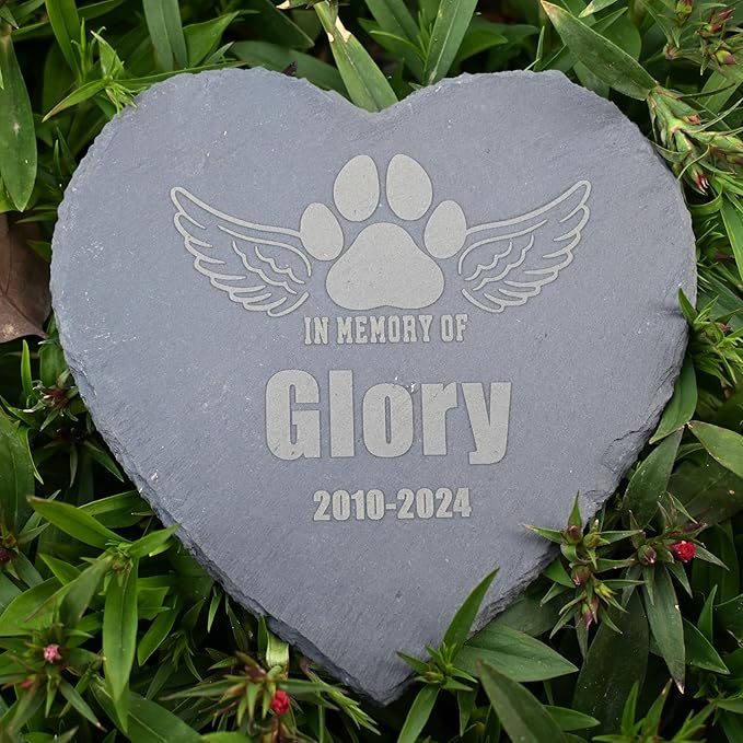 Personalized Pet Memorial Gifts, Dog Memorial Stone 6", Pawprint with Wing Dog Memorial Gifts for Loss of Dog, Dog Headstone, Pet Loss Gift