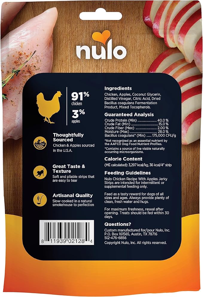 Nulo Premium Jerky Strips Dog Treats, Grain-Free High Protein Jerky Strips made with BC30 Probiotic to Support Digestive & Immune Health