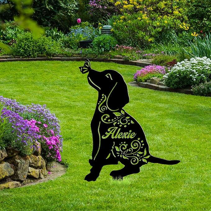 Custom Metal Pet Grave Markers Dog Memorial Plaque, Waterproof Dog Grave Markers Outdoor for Memorial Yard, Sympathy Gift for Pet Loss, Personalized Grave Markers for Dogs