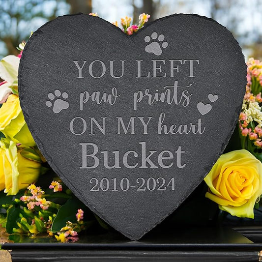 Pet Memorial Gifts, Pet Memorial Stone, Dog Memorial Gifts for Loss of Dog, Pet Remembrance Gift, In Memory of Dog Cat, Loss of Pet Sympathy Gift, Pet Loss Gifts - Paw Prints on My Heart(Heart-shaped)