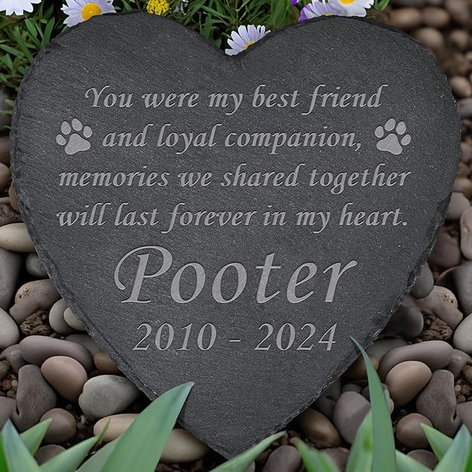 Pet Memorial Gifts, Pet Memorial Stone, Dog Memorial Gifts for Loss of Dog, Pet Remembrance Gift, In Memory of Dog Cat, Loss of Pet Sympathy Gift, Pet Loss Gifts - Loyal Companion(Heart-shaped)