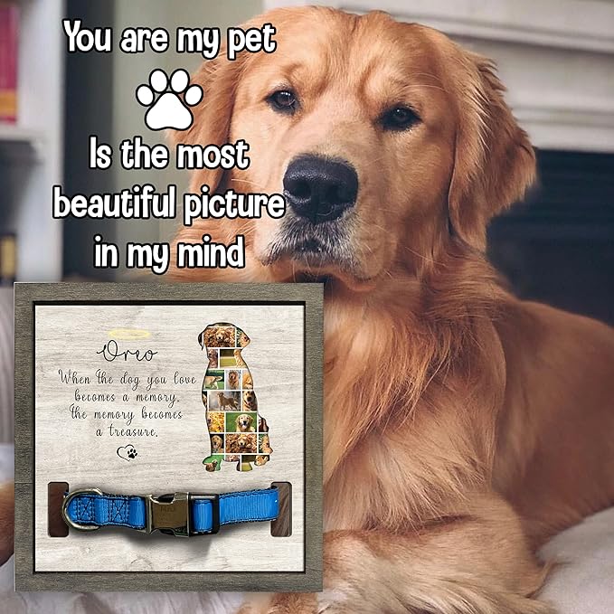 Personalized Dog Collars Pet Loss Gifts Dog Pet Sympathy Gifts Personalized Dogs Grieving Picture Frame Pet Remembrance Photo Frame For Cats or Dogs That Passed Bereavement Gifts Idea Tabletop