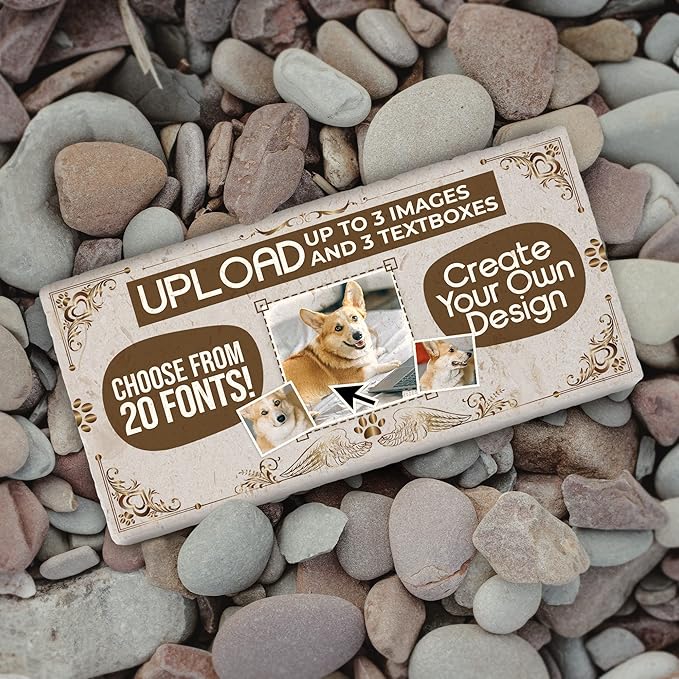 Personalized Pet Memorial Stones, 6x12 Create Your Own Pet Grave Markers as Keepsake or Pet Remembrance, Pet Loss Gifts for Bereaved Pet Owners, DIY Personalized Pet Memorial Limestone (Design 6)