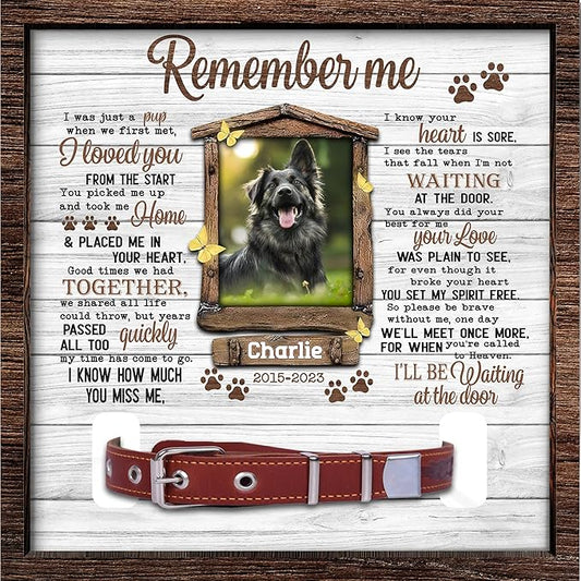 Dog Collar Memorial Frame – Personalized Pet Loss Picture Frame with Collar Holder – Sympathy Gift for Dog Lovers – in Memory of Dog Keepsake Display