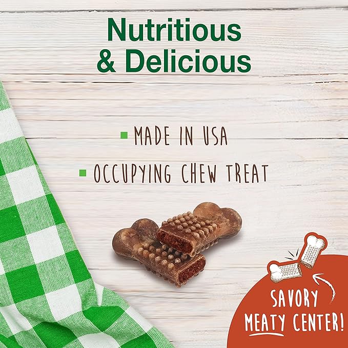 Nylabone Healthy Edibles Natural Dog Chews Long Lasting Chew Treats for Dogs, Roast Beef Flavor, X-Small/Petite (4 Count) (Pack of 2)