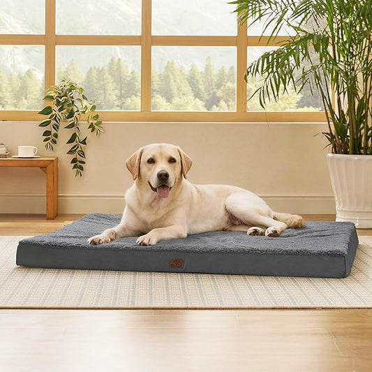 Bedsure Giant Dog Bed for Jumbo Dogs - 53" x 36" Flat Pet Beds with Removable Washable Cover, Orthopedic Egg Crate Foam Mat for Long-Bodied Pets Up to 120 lbs