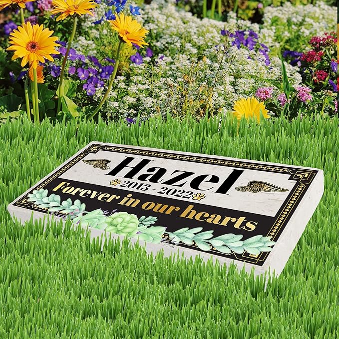 Personalized Pet Memorial Stone, 6x12 Custom Limestone Pet Grave Markers as Keepsake or Pet Remembrance, Thoughtful Pet Loss Gifts for Bereaved Pet Owners, Personalized Memorial Gifts (Hazel)